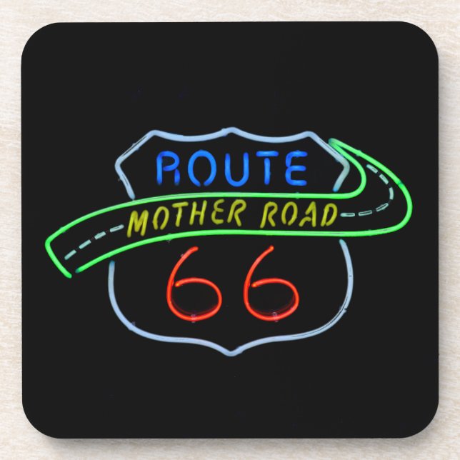 Dessous-de-verre Route 66, Route Mère, Panneau néon (Devant)