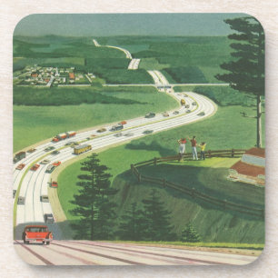 Dessous-de-verre Routes Américains Scéniques Vintage, Road Trip en