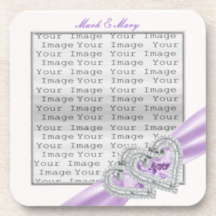 Dessous de verre Ruban Lavande Coeurs Personnalisé