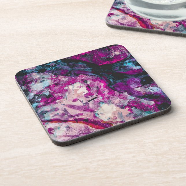 Dessous-de-verre Ruby et Sapphire Crystal Geode Abstrait (Côté gauche)