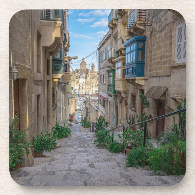Dessous-de-verre Rue de pierre étroite à Malte (Devant)
