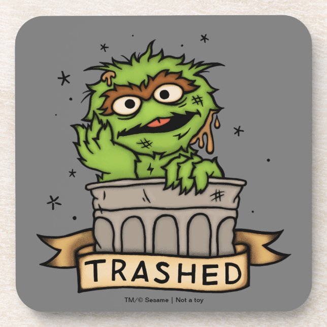 Dessous-de-verre Rue Sésame | Oscar the Grouch Trashed (Devant)