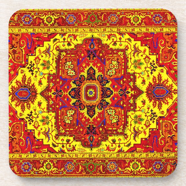 Dessous-de-verre RUG PERSIEN - Rouge et Jaune (Devant)