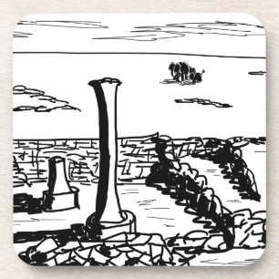 Dessous-de-verre ruines romaines de passé de promenade d'âne et