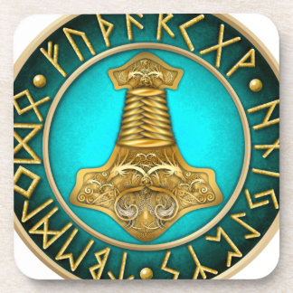 Dessous-de-verre Runes - marteau de Thors - Teal