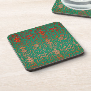 Dessous-de-verre Russe Bohemian Jade et Motif rouge