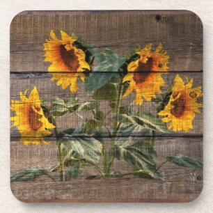 Dessous-de-verre Rustic Barn Wood Sunflower