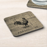 Dessous-de-verre Rustic Farmhouse Rooster Grange Bois Nom de famill<br><div class="desc">Rustic Farmhouse Rooster Grange Bois Nom de famille Boisson Ensemble de pain - personnalisé avec votre nom de famille et l'année où votre maison a été établie. Les dessous de verre font partie d'une collection. Fait un beau cadeau à chérir pour les années à venir. Conçu par Beverly Bainbridge Homespun...</div>