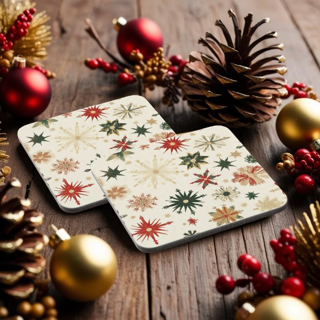 Dessous-de-verre Rustic Gold Snowflakes motif Holidays (Rustic Gold Snowflakes pattern Holidays Beverage Coaster)