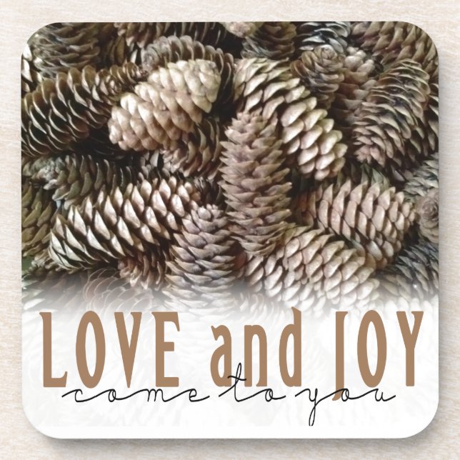 Dessous-de-verre Rustic Holiday Love and Joy Pine Cone (Devant)