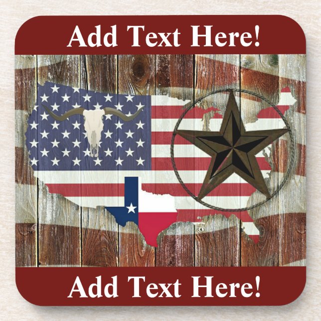 Dessous-de-verre Rustique Texas Lone Star Texas Long Horn Beverage  (Devant)