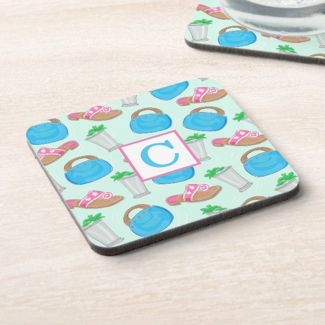 Dessous-de-verre Sac pré-imprimé monogramme Derby Mint Julep Bermud (Côté gauche)