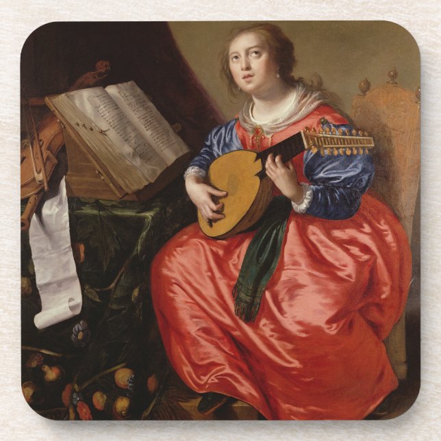 Dessous-de-verre Saint Cecilia (huile sur la toile) (Devant)