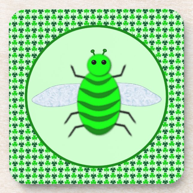 Dessous-de-verre Saint Patricks Day Bee et Shamrocks (Devant)