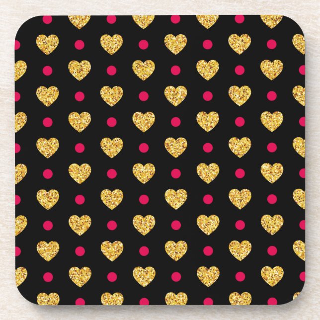 Dessous-de-verre Saint Valentin Coeurs d'or Motif-23655 (Devant)