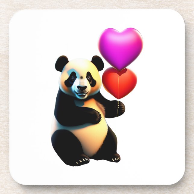 Dessous-de-verre Saint Valentin, Panda & Heart Balloon, Saint Valen (Devant)