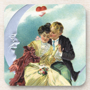 Dessous-de-verre Saint-Valentin victorien d'amour et de romance vin