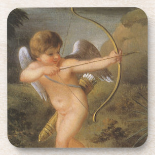 Dessous-de-verre Saint-Valentin vintage, Cupidon avec arc et flèche