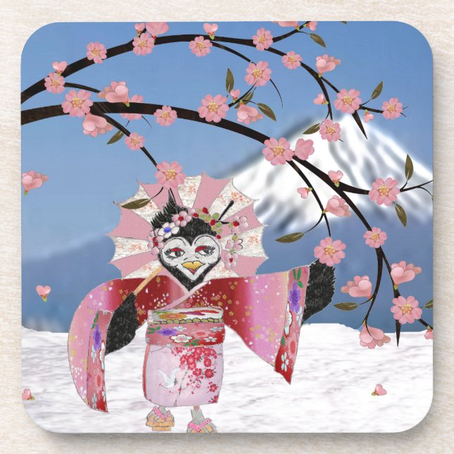 Dessous-de-verre Sakura Geisha Bird dans les fleurs de cerisiers de (Devant)