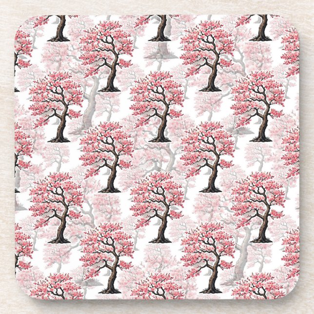 Dessous-de-verre Sakura Rose Cherry Fleur Arbre Design (Devant)