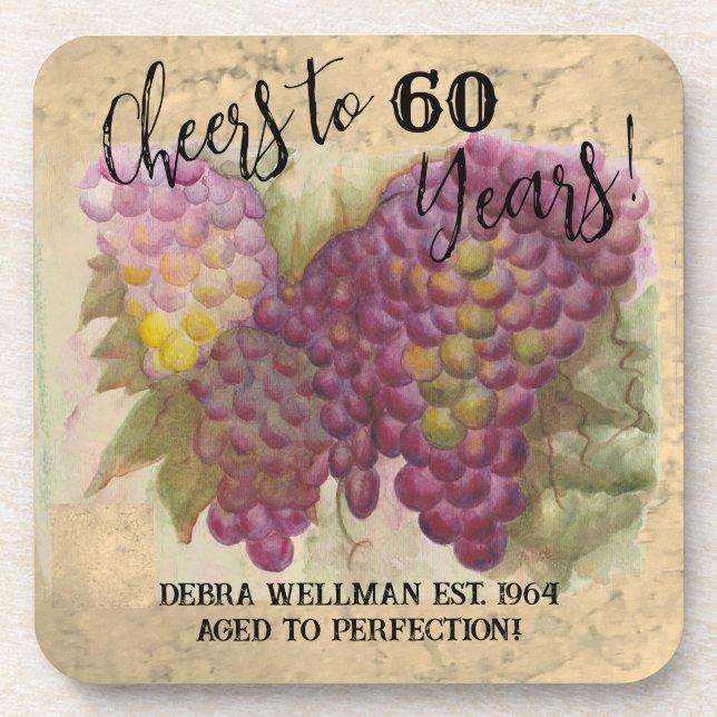 Dessous-de-verre Salutations jusqu'à 60 ans d'aquarelle grape (Devant)