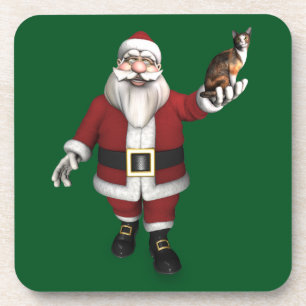 Dessous-de-verre Santa Claus aime Calico Cats