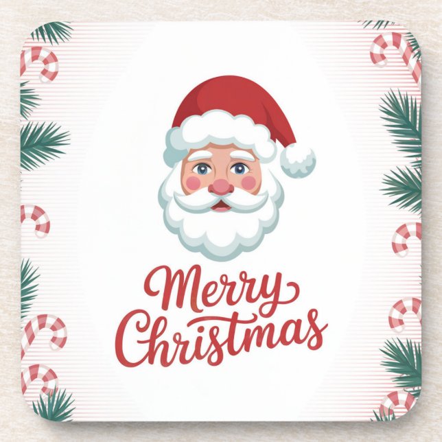 Dessous-de-verre Santa Claus Candy Canes Plastic Coaster Set (Devant)