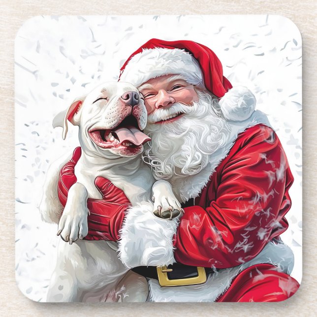 Dessous-de-verre Santa Claus et Pitbull Chien Chien Chien Chien (Devant)