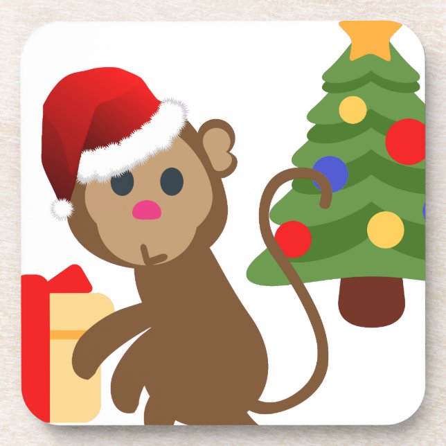 Dessous-de-verre santa claus monkey emoji (Devant)