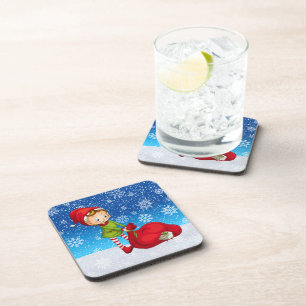 Dessous-de-verre Santa Claus Noël Elf Beverage Coaster