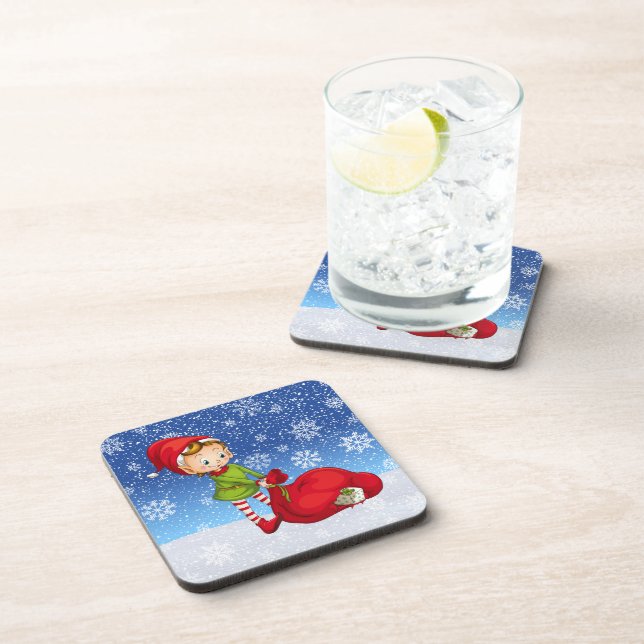 Dessous-de-verre Santa Claus Noël Elf Beverage Coaster (Côté Droit)