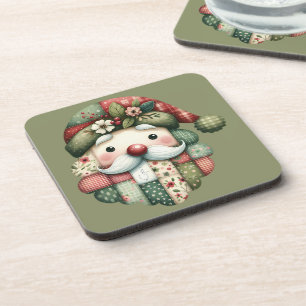 Dessous-de-verre Santa folklorique patchwork fantaisiste de Noël