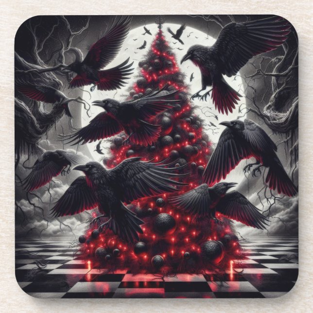 Dessous-de-verre Sapin de Noël gothique | Décoration de fêtes sombr (Devant)