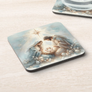 Dessous-de-verre Scène de la Nativité de la Sainte Famille radieuse