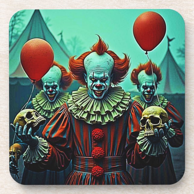 Dessous-de-verre Scène d'horreur de clown déplaisant (Devant)