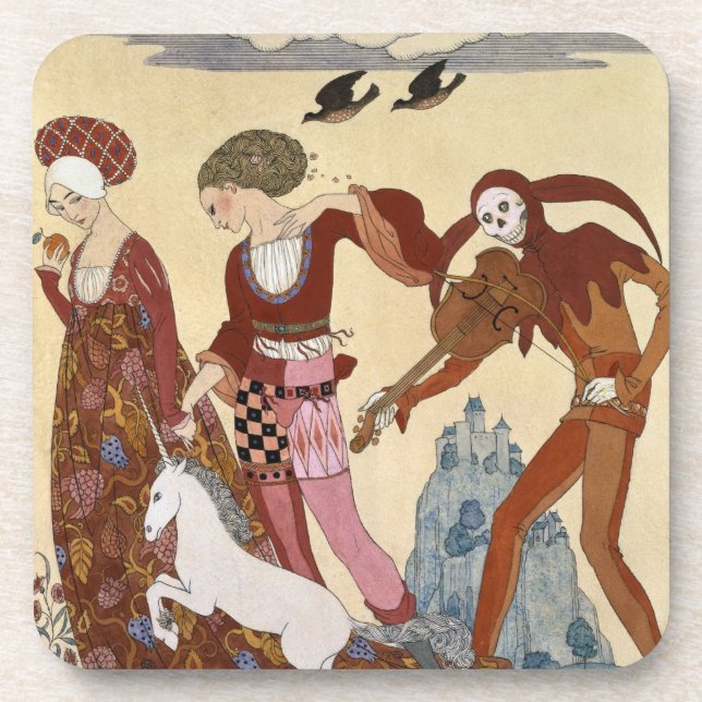 Dessous-de-verre Scène médiévale par Georges Barbier (Devant)