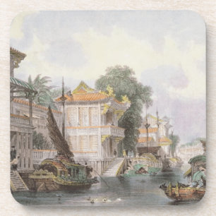 Dessous-de-verre Scène sur le canal de Horan près du canton, c.1850