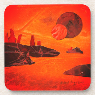 Dessous-de-verre Sci-Fi "Seas of Fire" en lave moulée alien monde B