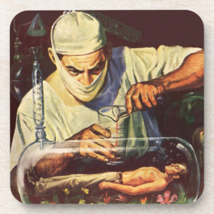 Dessous-de-verre Science-Fiction vintage, Laboratoire Mad Scientist