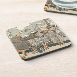 Dessous-de-verre Science-fiction vintage Paris urbain, Steam Punk