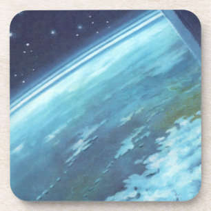 Dessous-de-verre Science-fiction vintage, Terre de nuit avec étoile