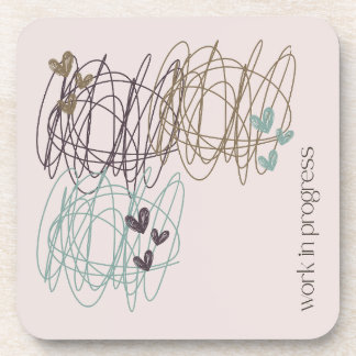 Dessous-de-verre Scribble et coeurs - je suis un travail en cours