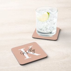 Dessous-de-verre Script de monogramme rose vierge moderne