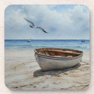 Dessous-de-verre "Seabreeze Serenade". Couleur Serene Boat Scène