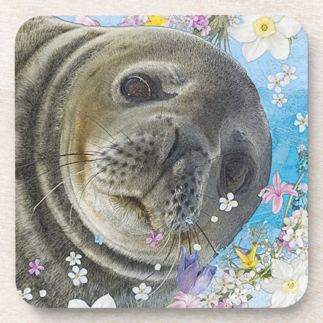 Dessous-de-verre Sealion de conte de Fairytale dans l'océan des fle (Devant)