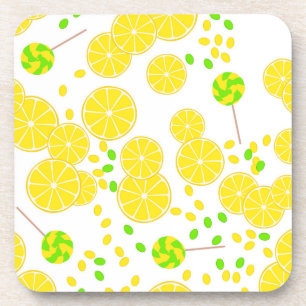 Dessous-de-verre Seamless bright lemon slices candy lollipops