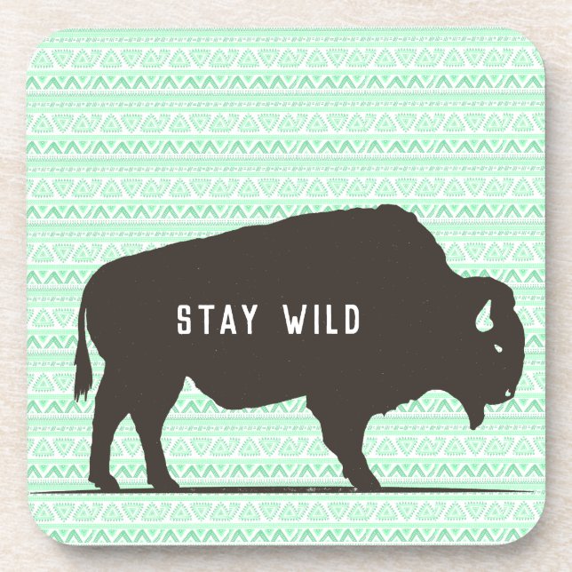 Dessous-de-verre Séjour Wild Boho Buffalo Personnalisable (Devant)