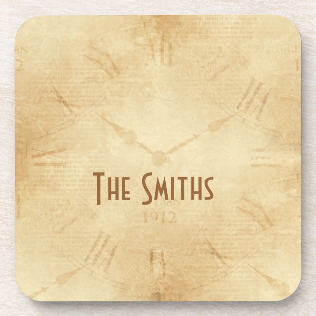 Dessous-de-verre Sepia Horloge Face Steampunk (Devant)