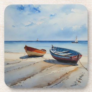 Dessous-de-verre "Serenity Shores" Un Paysage Aquarellé Reposant