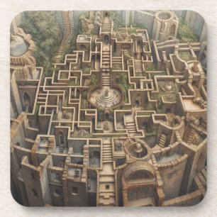 Dessous de verre (série de 6) - LABYRINTH (sépia)